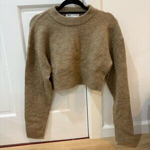 Zara Cropped Knit Brown Sweater